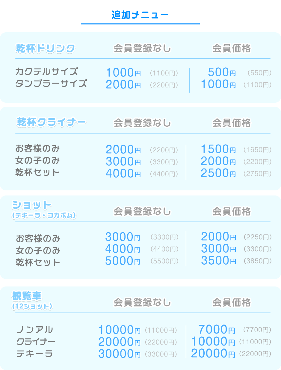 メニュー料金画像