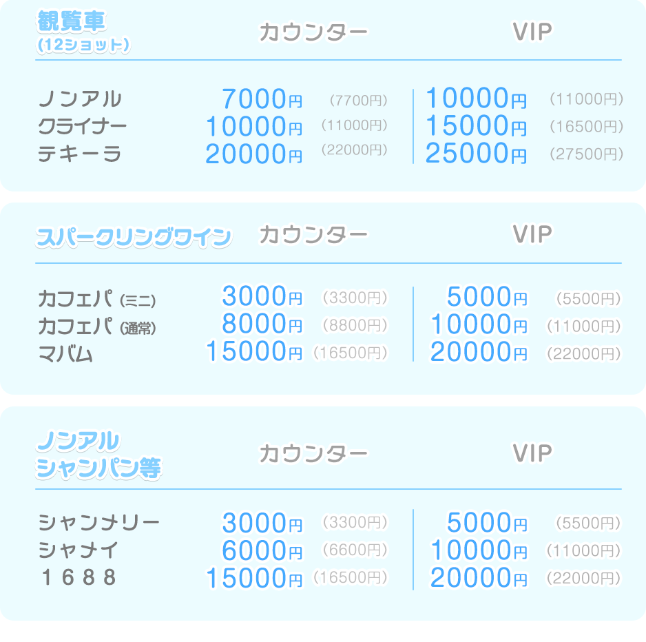 メニュー料金画像