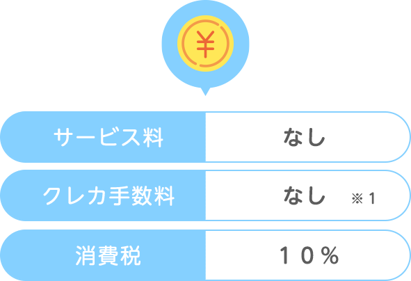 サービス料・クレカ手数料なし